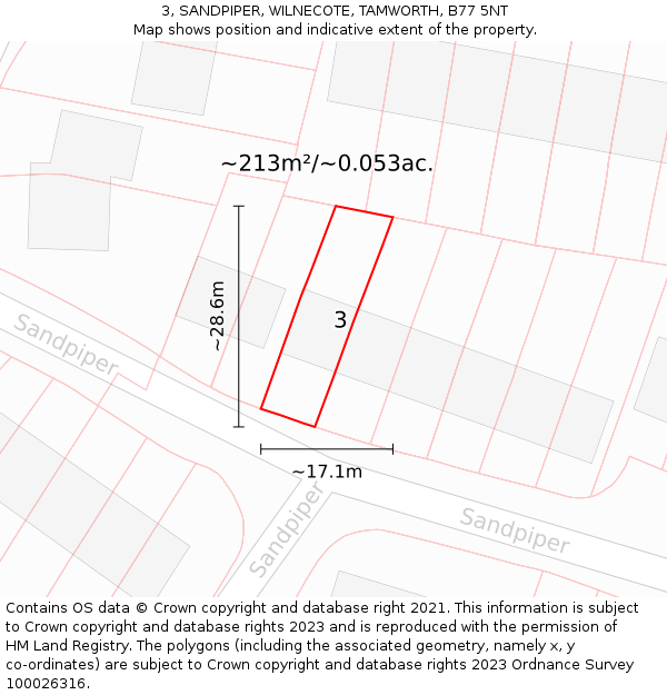 3, SANDPIPER, WILNECOTE, TAMWORTH, B77 5NT: Plot and title map