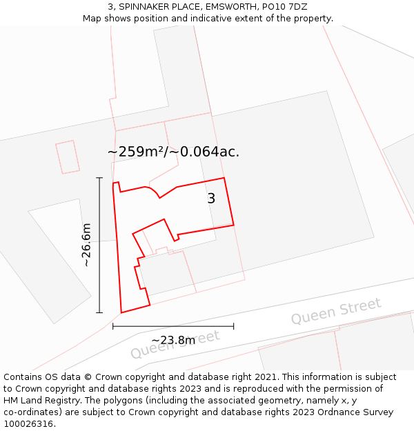 3, SPINNAKER PLACE, EMSWORTH, PO10 7DZ: Plot and title map