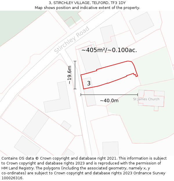 3, STIRCHLEY VILLAGE, TELFORD, TF3 1DY: Plot and title map