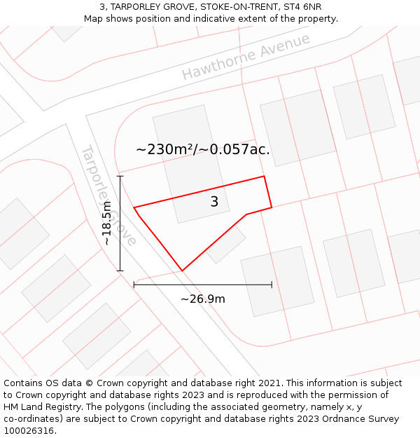 3, TARPORLEY GROVE, STOKE-ON-TRENT, ST4 6NR: Plot and title map