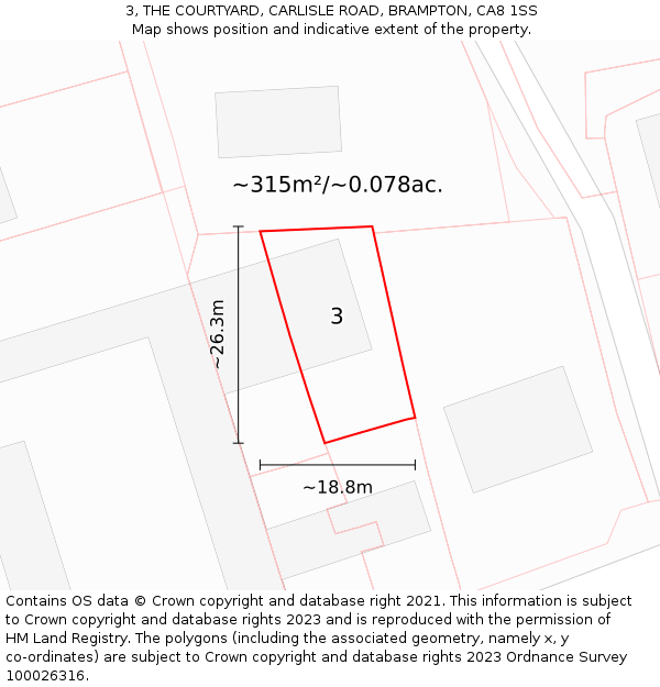 3, THE COURTYARD, CARLISLE ROAD, BRAMPTON, CA8 1SS: Plot and title map