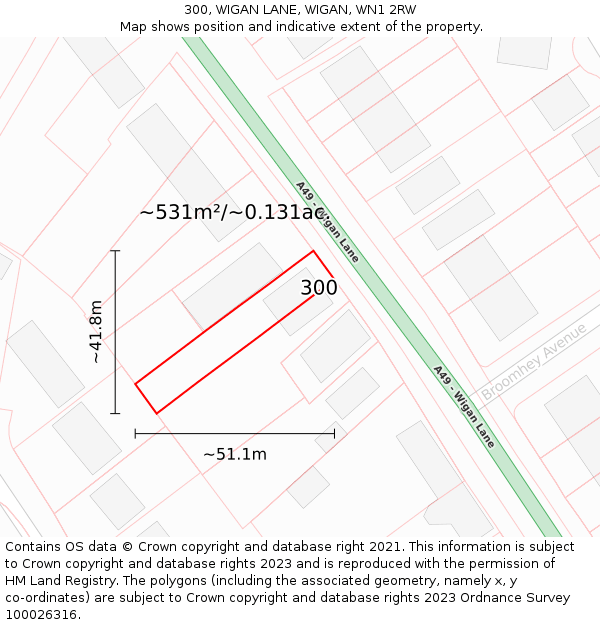 300, WIGAN LANE, WIGAN, WN1 2RW: Plot and title map