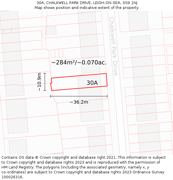 30A, CHALKWELL PARK DRIVE, LEIGH-ON-SEA, SS9 1NJ: Plot and title map