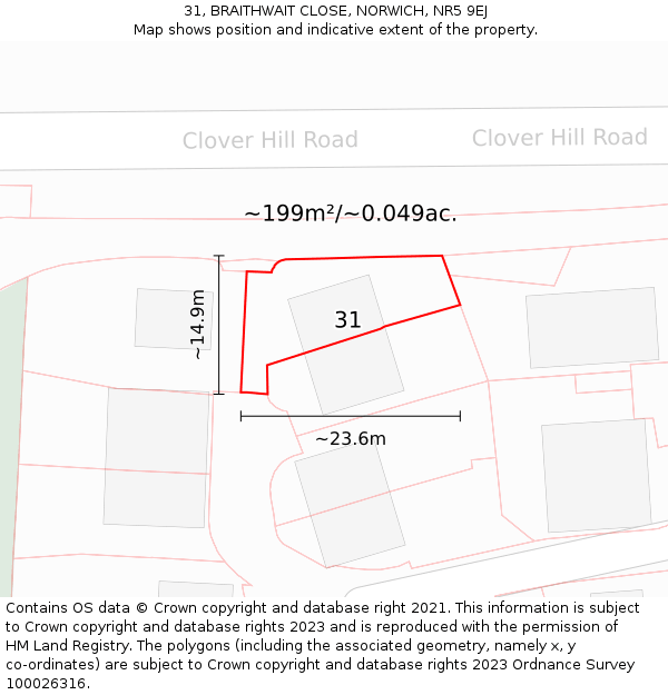 31, BRAITHWAIT CLOSE, NORWICH, NR5 9EJ: Plot and title map