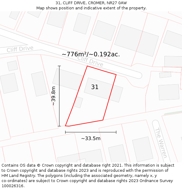 31, CLIFF DRIVE, CROMER, NR27 0AW: Plot and title map