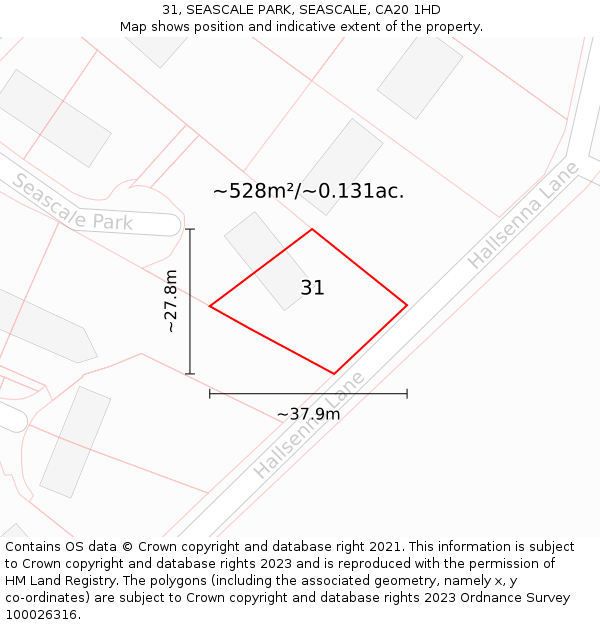 31, SEASCALE PARK, SEASCALE, CA20 1HD: Plot and title map