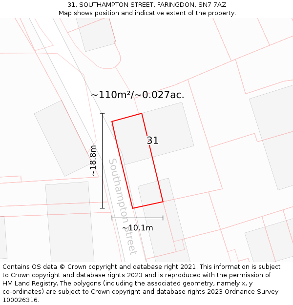 31, SOUTHAMPTON STREET, FARINGDON, SN7 7AZ: Plot and title map