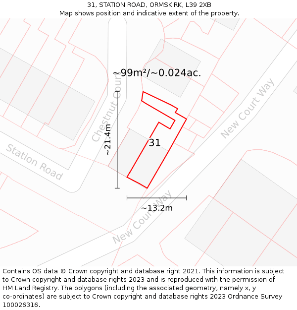 31, STATION ROAD, ORMSKIRK, L39 2XB: Plot and title map