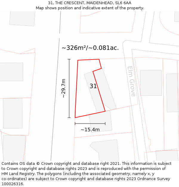 31, THE CRESCENT, MAIDENHEAD, SL6 6AA: Plot and title map