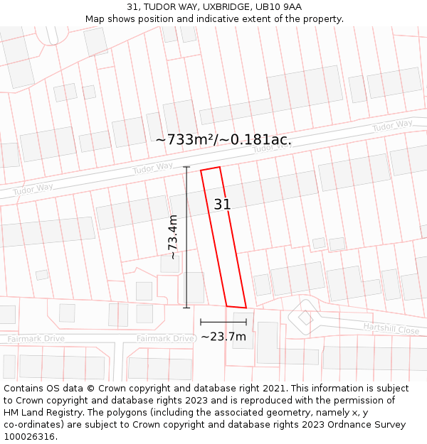 31, TUDOR WAY, UXBRIDGE, UB10 9AA: Plot and title map