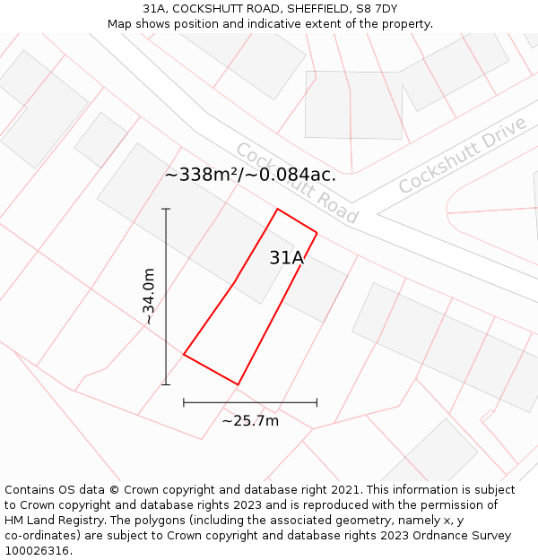 31A, COCKSHUTT ROAD, SHEFFIELD, S8 7DY: Plot and title map