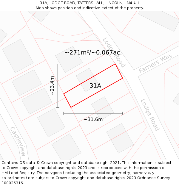 31A, LODGE ROAD, TATTERSHALL, LINCOLN, LN4 4LL: Plot and title map