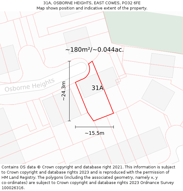 31A, OSBORNE HEIGHTS, EAST COWES, PO32 6FE: Plot and title map