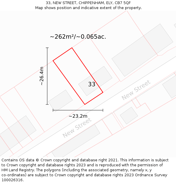 33, NEW STREET, CHIPPENHAM, ELY, CB7 5QF: Plot and title map