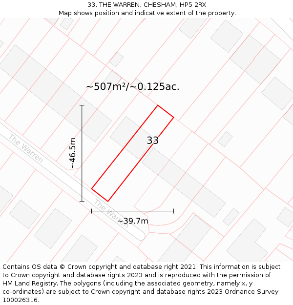 33, THE WARREN, CHESHAM, HP5 2RX: Plot and title map