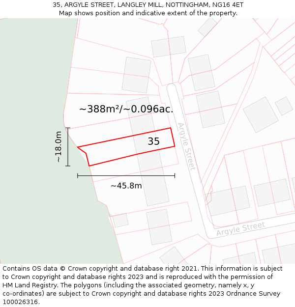 35, ARGYLE STREET, LANGLEY MILL, NOTTINGHAM, NG16 4ET: Plot and title map