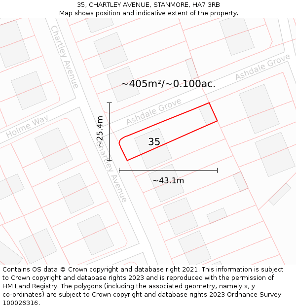 35, CHARTLEY AVENUE, STANMORE, HA7 3RB: Plot and title map