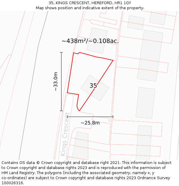 35, KINGS CRESCENT, HEREFORD, HR1 1GY: Plot and title map
