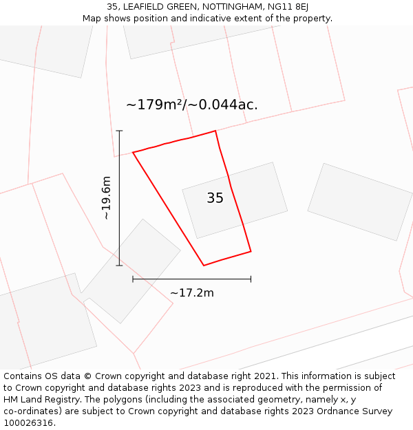 35, LEAFIELD GREEN, NOTTINGHAM, NG11 8EJ: Plot and title map