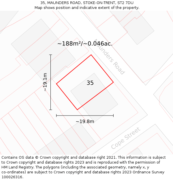 35, MAUNDERS ROAD, STOKE-ON-TRENT, ST2 7DU: Plot and title map