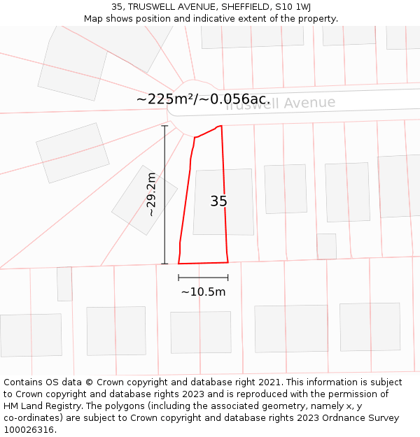 35, TRUSWELL AVENUE, SHEFFIELD, S10 1WJ: Plot and title map