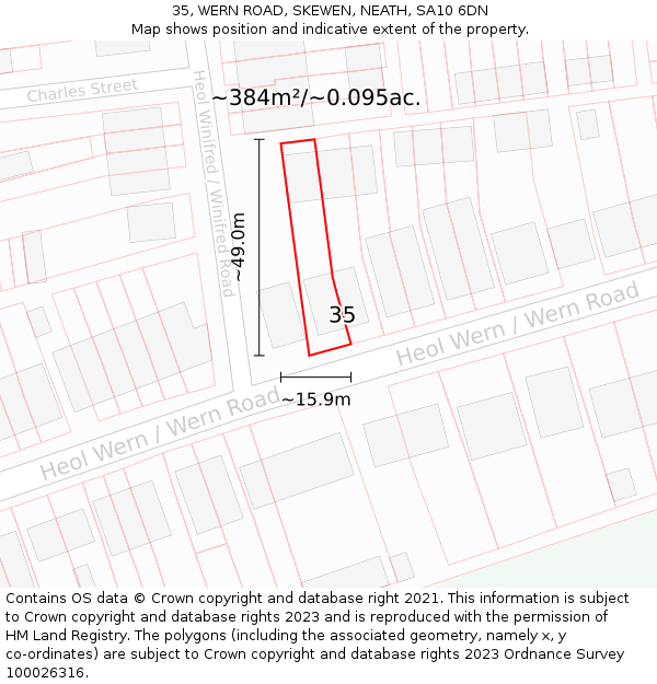 35, WERN ROAD, SKEWEN, NEATH, SA10 6DN: Plot and title map