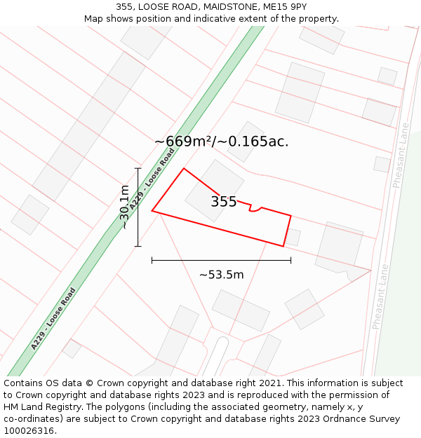 355, LOOSE ROAD, MAIDSTONE, ME15 9PY: Plot and title map