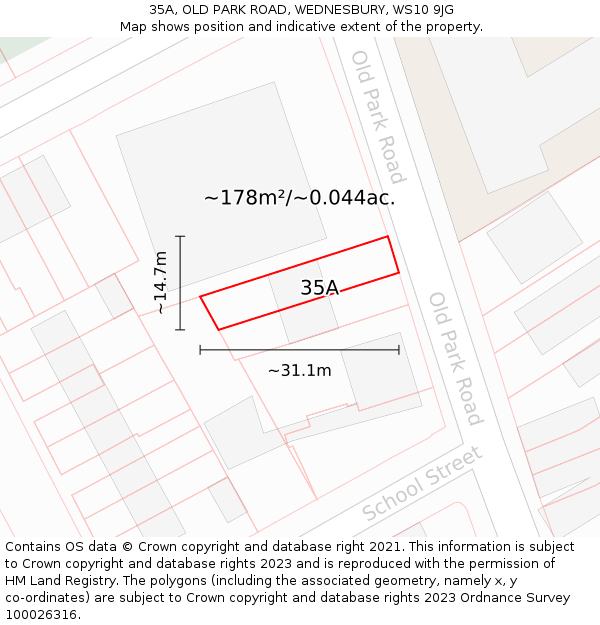 35A, OLD PARK ROAD, WEDNESBURY, WS10 9JG: Plot and title map