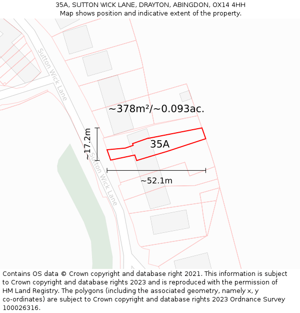 35A, SUTTON WICK LANE, DRAYTON, ABINGDON, OX14 4HH: Plot and title map