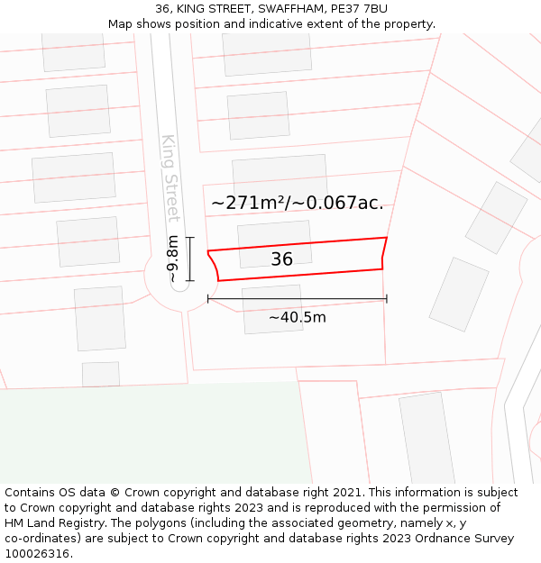 36, KING STREET, SWAFFHAM, PE37 7BU: Plot and title map