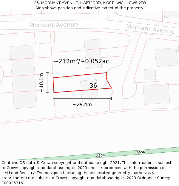 36, MORNANT AVENUE, HARTFORD, NORTHWICH, CW8 2FQ: Plot and title map