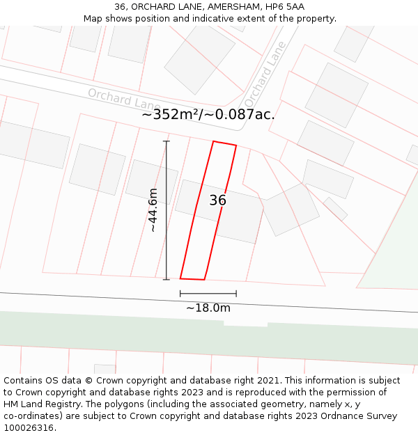 36, ORCHARD LANE, AMERSHAM, HP6 5AA: Plot and title map