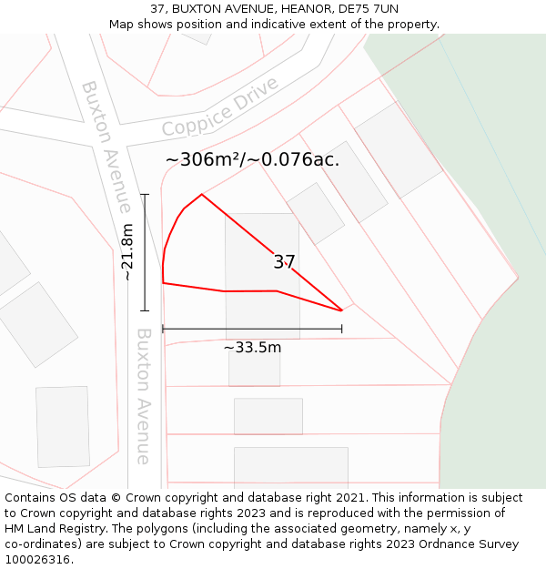 37, BUXTON AVENUE, HEANOR, DE75 7UN: Plot and title map