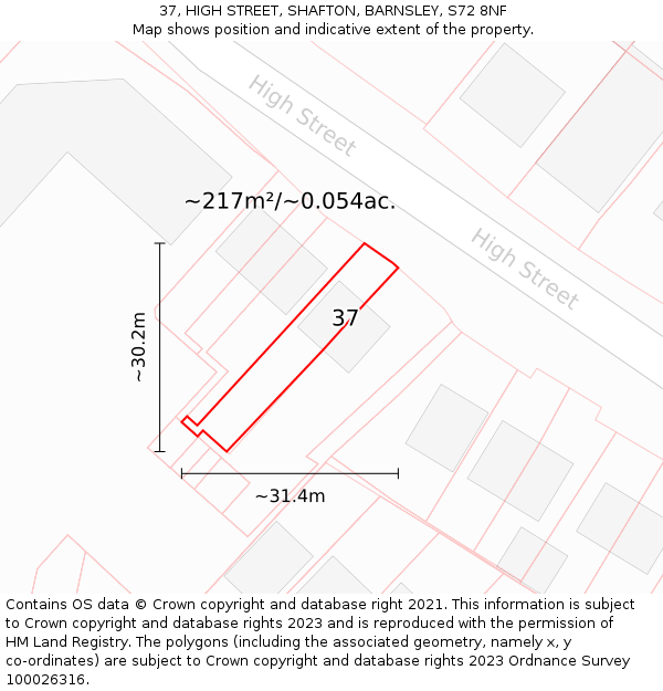 37, HIGH STREET, SHAFTON, BARNSLEY, S72 8NF: Plot and title map