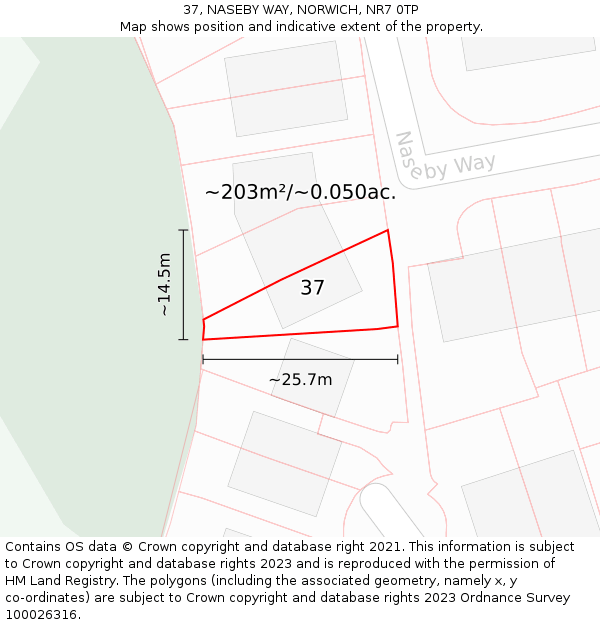 37, NASEBY WAY, NORWICH, NR7 0TP: Plot and title map