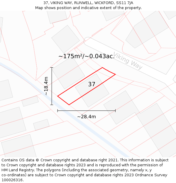 37, VIKING WAY, RUNWELL, WICKFORD, SS11 7JA: Plot and title map