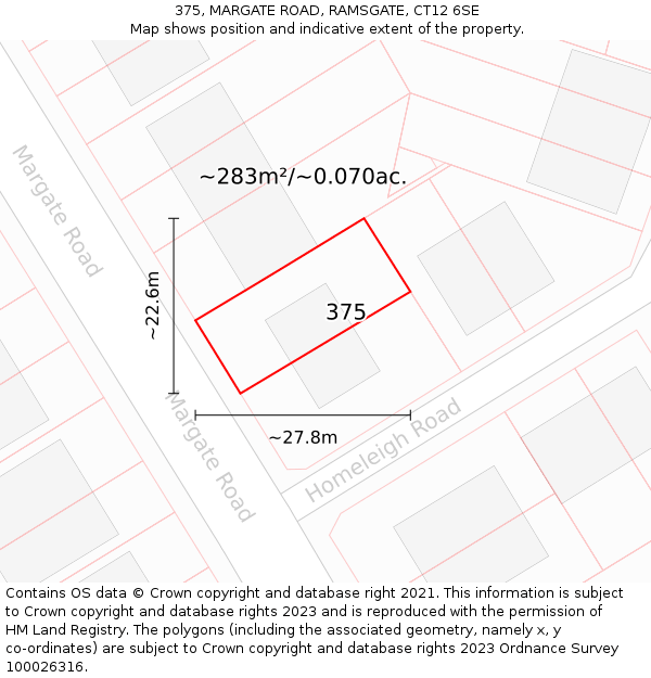 375, MARGATE ROAD, RAMSGATE, CT12 6SE: Plot and title map