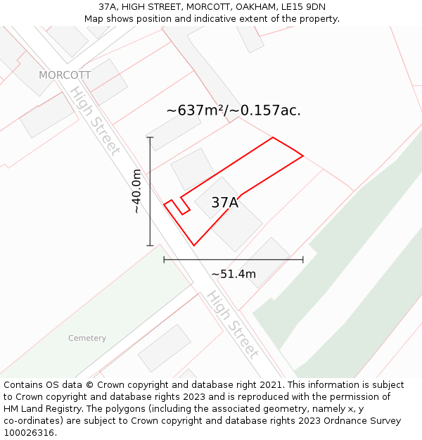 37A, HIGH STREET, MORCOTT, OAKHAM, LE15 9DN: Plot and title map