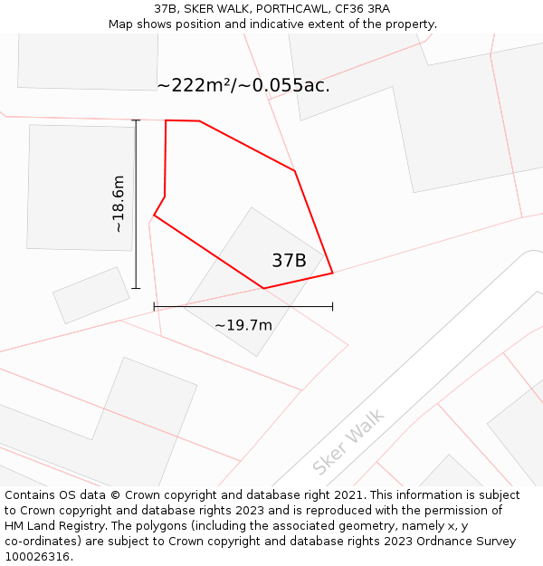 37B, SKER WALK, PORTHCAWL, CF36 3RA: Plot and title map