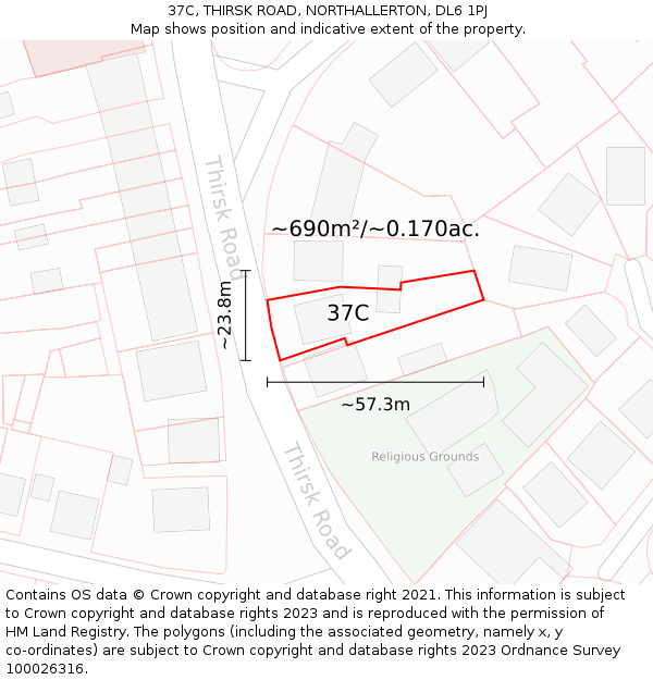 37C, THIRSK ROAD, NORTHALLERTON, DL6 1PJ: Plot and title map