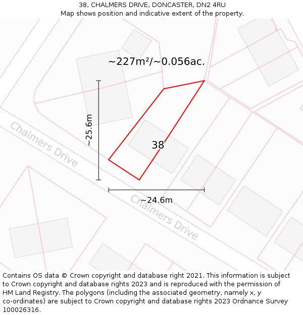 38, CHALMERS DRIVE, DONCASTER, DN2 4RU: Plot and title map