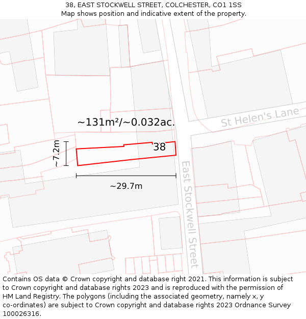 38, EAST STOCKWELL STREET, COLCHESTER, CO1 1SS: Plot and title map