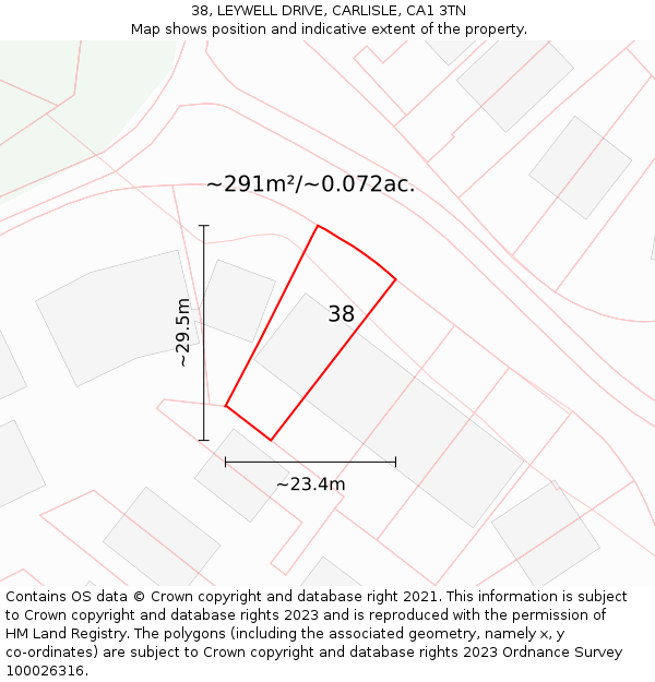 38, LEYWELL DRIVE, CARLISLE, CA1 3TN: Plot and title map