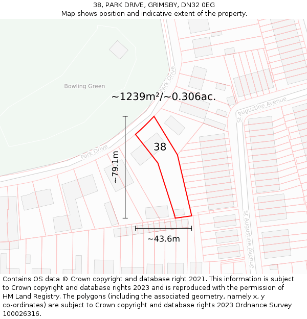 38, PARK DRIVE, GRIMSBY, DN32 0EG: Plot and title map