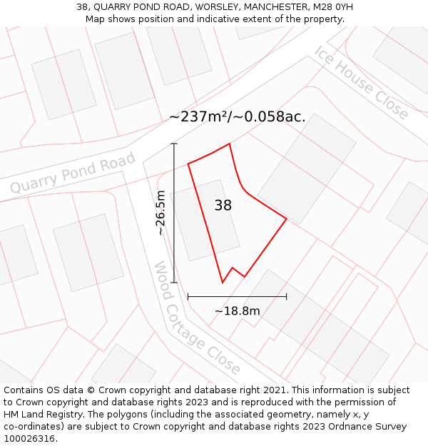 38, QUARRY POND ROAD, WORSLEY, MANCHESTER, M28 0YH: Plot and title map