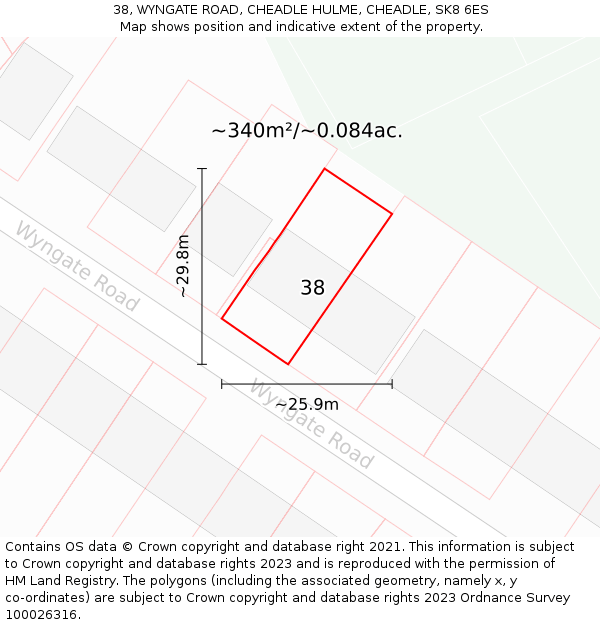 38, WYNGATE ROAD, CHEADLE HULME, CHEADLE, SK8 6ES: Plot and title map