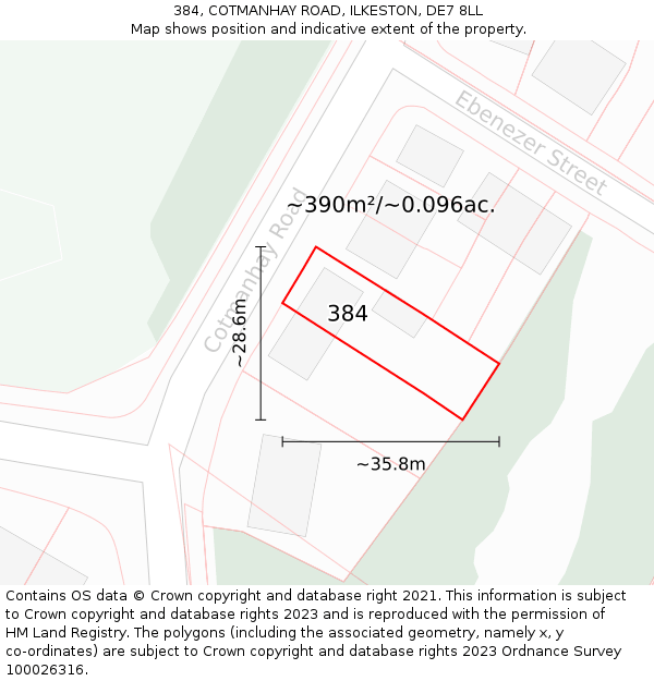 384, COTMANHAY ROAD, ILKESTON, DE7 8LL: Plot and title map