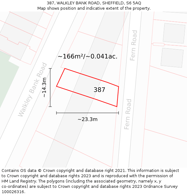 387, WALKLEY BANK ROAD, SHEFFIELD, S6 5AQ: Plot and title map