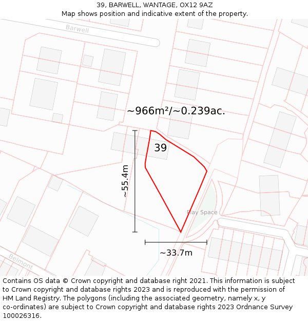 39, BARWELL, WANTAGE, OX12 9AZ: Plot and title map