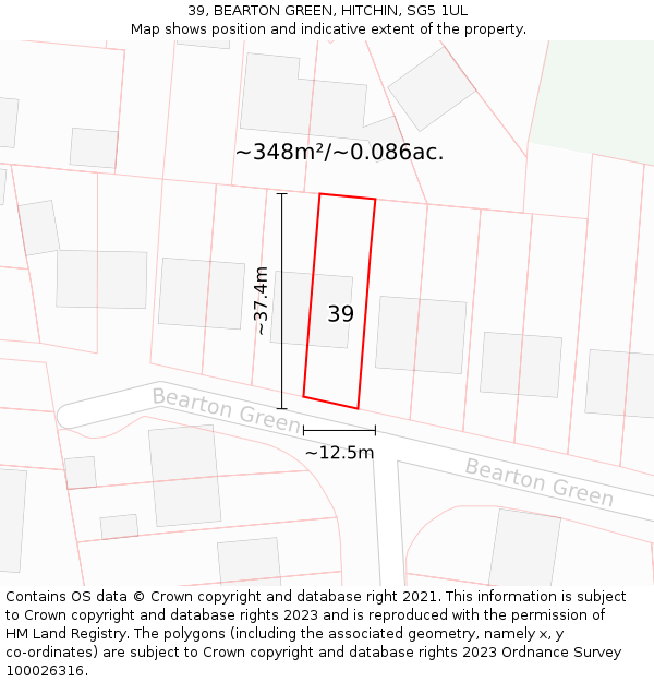 39, BEARTON GREEN, HITCHIN, SG5 1UL: Plot and title map